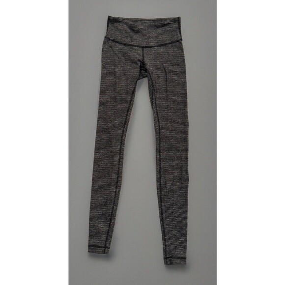 Lululemon Pants - LULULEMON Womens Woven Leggings Sz 4 Black Gray High Waist Gym Yoga Workout
